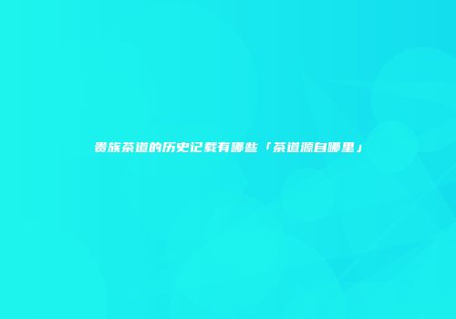 贵族茶道的历史记载有哪些「茶道源自哪里」