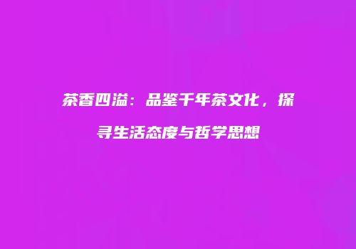 茶香四溢：品鉴千年茶文化，探寻生活态度与哲学思想