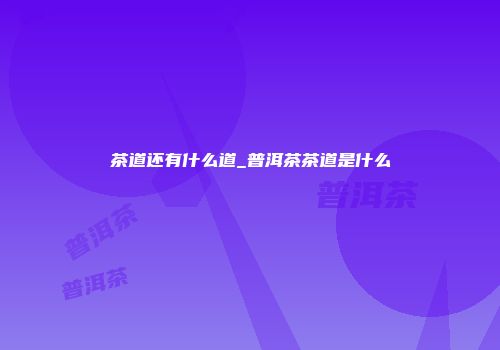 茶道还有什么道_普洱茶茶道是什么