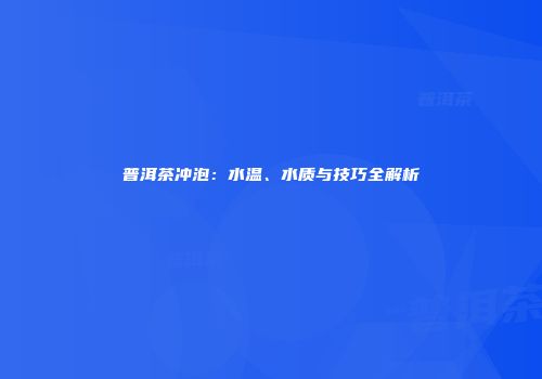普洱茶冲泡：水温、水质与技巧全解析