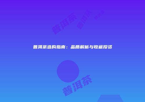 普洱茶选购指南：品质解析与收藏投资