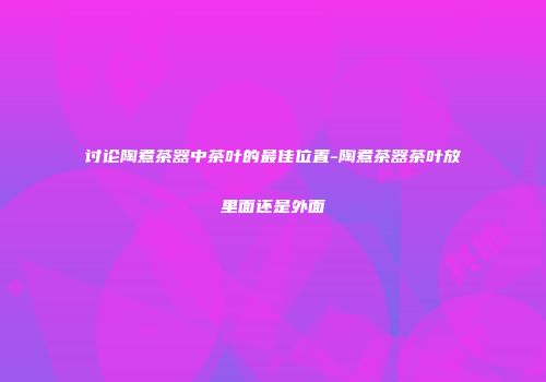 讨论陶煮茶器中茶叶的最佳位置-陶煮茶器茶叶放里面还是外面