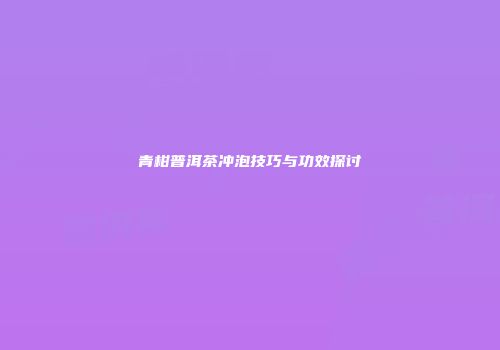 青柑普洱茶冲泡技巧与功效探讨