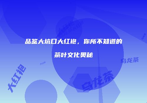 品鉴大坑口大红袍，你所不知道的茶叶文化奥秘
