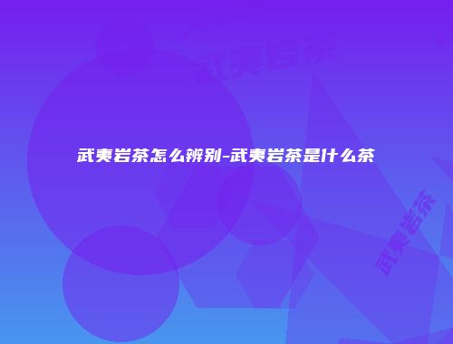 武夷岩茶怎么辨别-武夷岩茶是什么茶