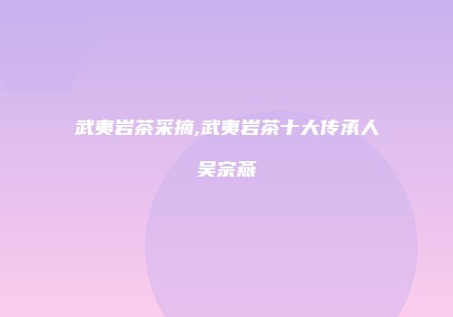 武夷岩茶采摘,武夷岩茶十大传承人吴宗燕