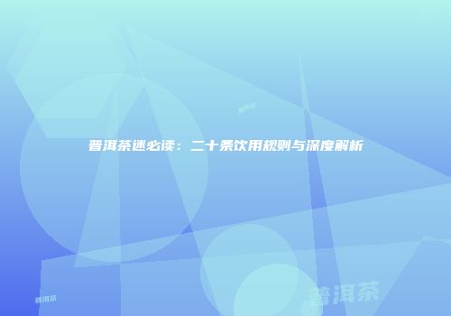 普洱茶迷必读：二十条饮用规则与深度解析