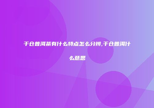 干仓普洱茶有什么特点怎么分辨,干仓普洱什么意思