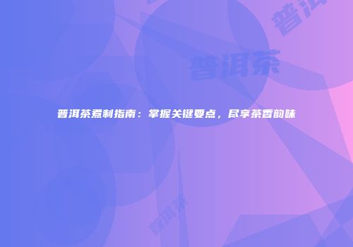 普洱茶煮制指南：掌握关键要点，尽享茶香韵味