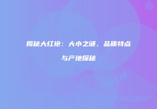 揭秘大红袍：大小之谜、品质特点与产地探秘