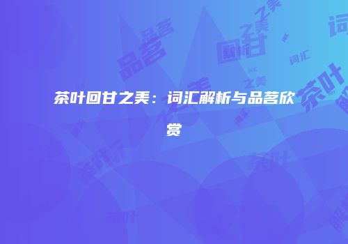 茶叶回甘之美：词汇解析与品茗欣赏