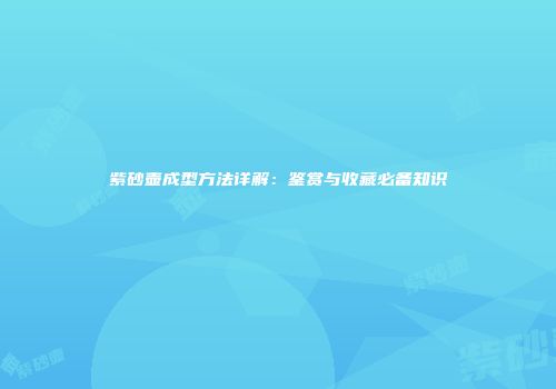 紫砂壶成型方法详解：鉴赏与收藏必备知识