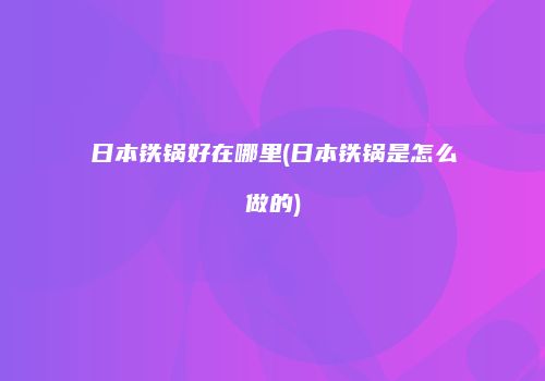 日本铁锅好在哪里(日本铁锅是怎么做的)