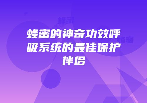 蜂蜜的神奇功效呼吸系统的最佳保护伴侣