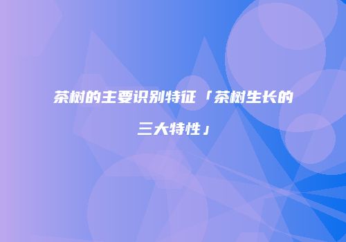 茶树的主要识别特征「茶树生长的三大特性」