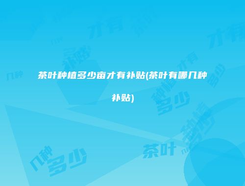茶叶种植多少亩才有补贴(茶叶有哪几种补贴)