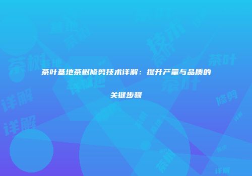 茶叶基地茶树修剪技术详解：提升产量与品质的关键步骤