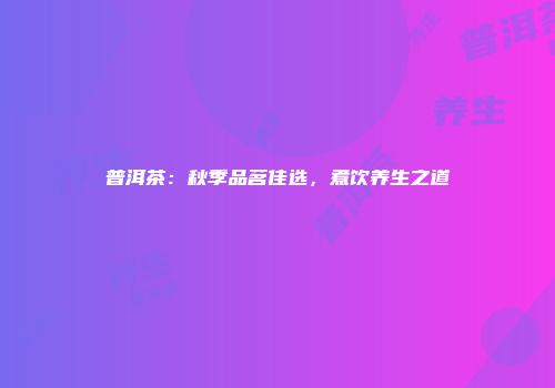普洱茶：秋季品茗佳选，煮饮养生之道