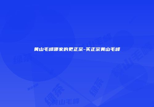 黄山毛峰哪家的更正宗-买正宗黄山毛峰