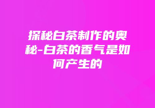 探秘白茶制作的奥秘-白茶的香气是如何产生的