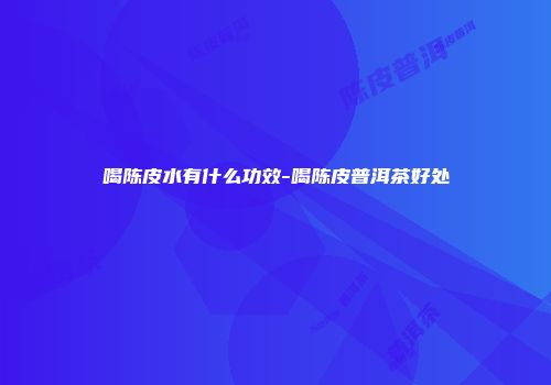 喝陈皮水有什么功效-喝陈皮普洱茶好处