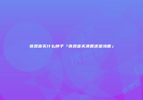 铁观音买什么牌子「铁观音买清香还是浓香」