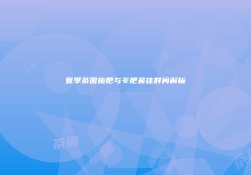 夏季茶园施肥与冬肥最佳时间解析
