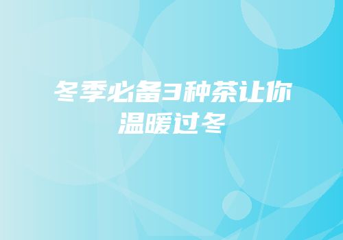 冬季必备3种茶让你温暖过冬