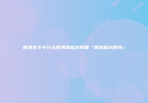 普洱茶下午什么时间喝能减肥呢「喝茶能减肥吗」