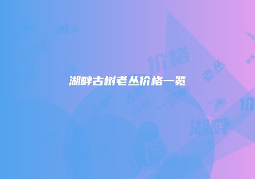 湖畔古树老丛价格一览