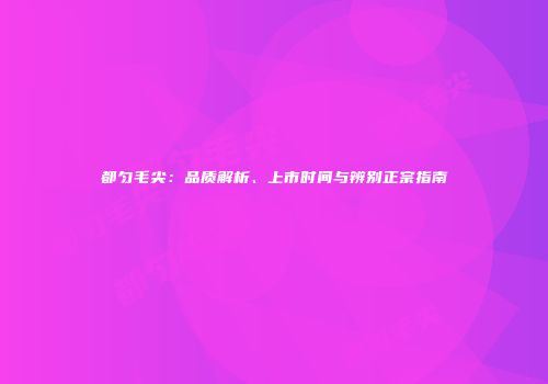都匀毛尖：品质解析、上市时间与辨别正宗指南