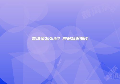 普洱茶怎么泡？冲泡知识解读