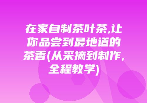 在家自制茶叶茶,让你品尝到最地道的茶香(从采摘到制作,全程教学)