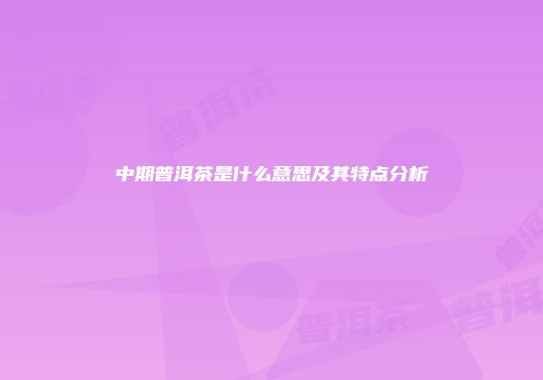 中期普洱茶是什么意思及其特点分析