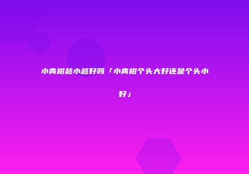 小青柑越小越好吗「小青柑个头大好还是个头小好」