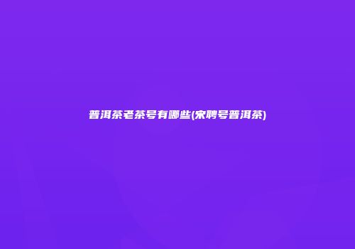 普洱茶老茶号有哪些(宋聘号普洱茶)