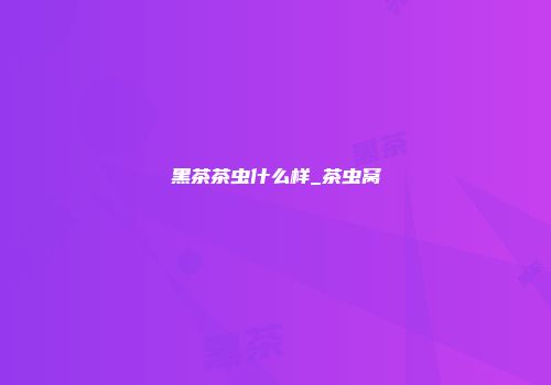 黑茶茶虫什么样_茶虫窝