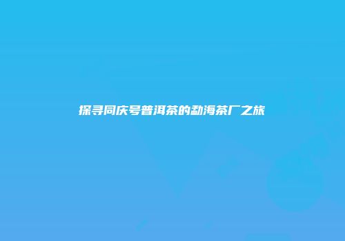 探寻同庆号普洱茶的勐海茶厂之旅