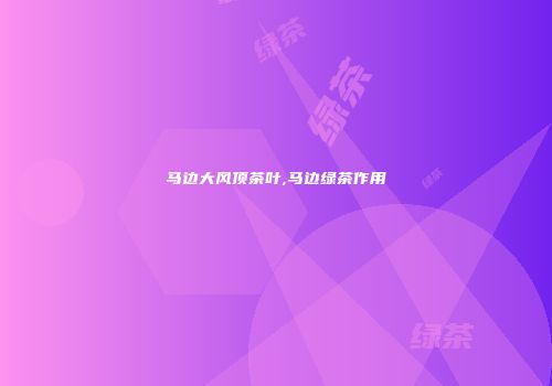 马边大风顶茶叶,马边绿茶作用