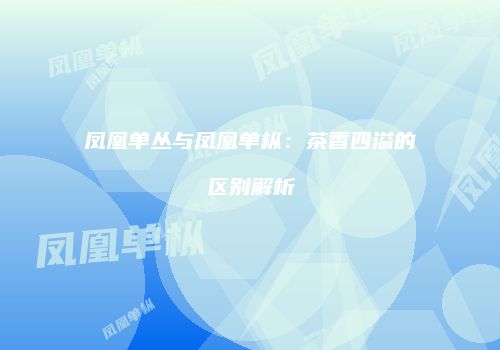 凤凰单丛与凤凰单枞：茶香四溢的区别解析