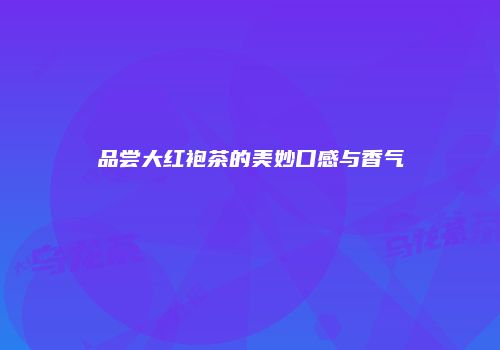 品尝大红袍茶的美妙口感与香气
