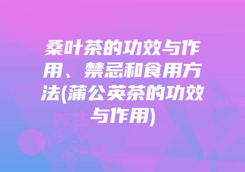 桑叶茶的功效与作用、禁忌和食用方法(蒲公英茶的功效与作用)