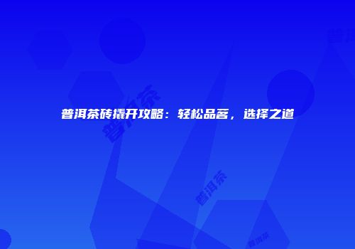 普洱茶砖撬开攻略：轻松品茗，选择之道