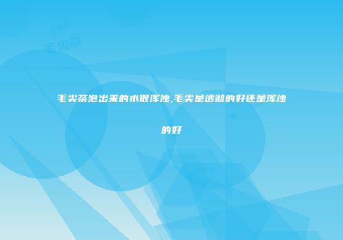 毛尖茶泡出来的水很浑浊,毛尖是透彻的好还是浑浊的好