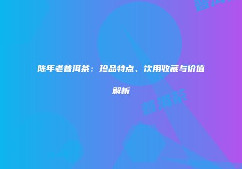 陈年老普洱茶：珍品特点、饮用收藏与价值解析