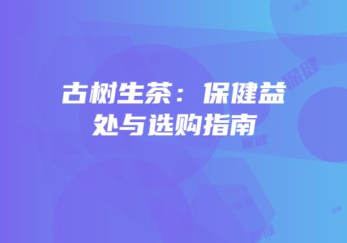 古树生茶：保健益处与选购指南