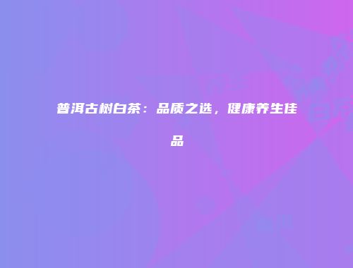 普洱古树白茶：品质之选，健康养生佳品