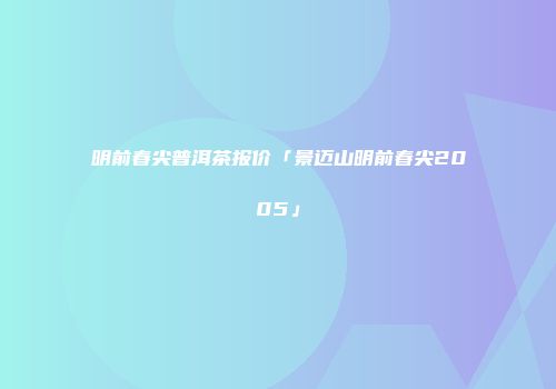 明前春尖普洱茶报价「景迈山明前春尖2005」