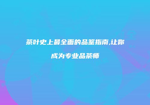 茶叶史上最全面的品鉴指南,让你成为专业品茶师