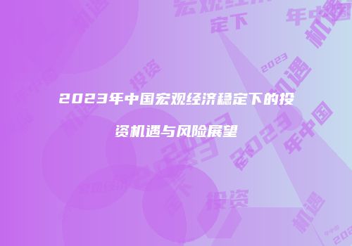 2023年中国宏观经济稳定下的投资机遇与风险展望